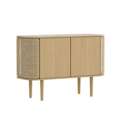 Treasures 2-Door Cabinet in Oak and French Cane Doors