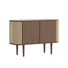 Treasures 2-Door Cabinet in Dark Oak and French Cane Doors