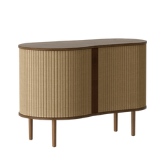 Audacious Cabinet in Dark Oak with Sugar Brown Tambour Doors