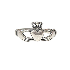 Small Irish Friendship & Love Band Celtic Claddagh Ring in Sterling Silver, Sizes 6, 7, 8, and 9