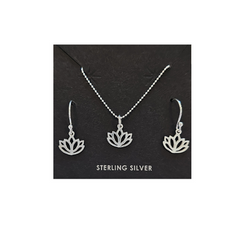 New! Small Blooming Lotus Necklace and Earrings gift set #9006
