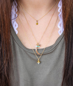 Gold Gemstone Spike Necklace, Stone Choice
