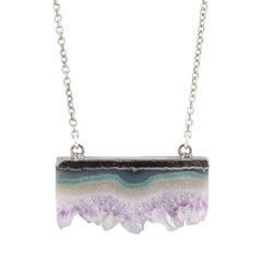 Raw Amethyst Necklace in Oxidized Sterling Silver