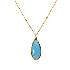 Gold Blue Chalcedony Necklace
