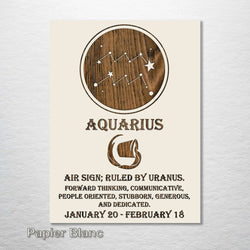 Zodiac Wall Hanging - Aquarius, Papier Blanc