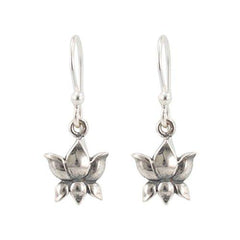 Small Lotus Bud Dangle Earrings in Sterling Silver