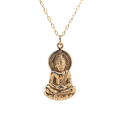 Limited Edition Detailed Sitting Young Buddha Necklace on a 16