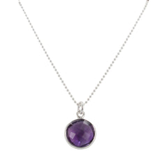Round Gemstone Drop Necklace in Sterling Silver