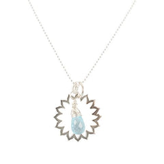 Sterling Silver Throat Chakra Necklace with Blue Topaz Stone on 18 Inch Bead Chain