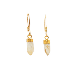 Gold Gemstone Point Dangle Earrings