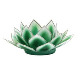 Dahlia Lotus Tea Light Holder, Dark Green