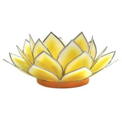 Yellow Dahlia Lotus Tea Light Holder, Yellow