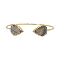Geometric Labradorite Gemstone Cuff Bracelet in Gold