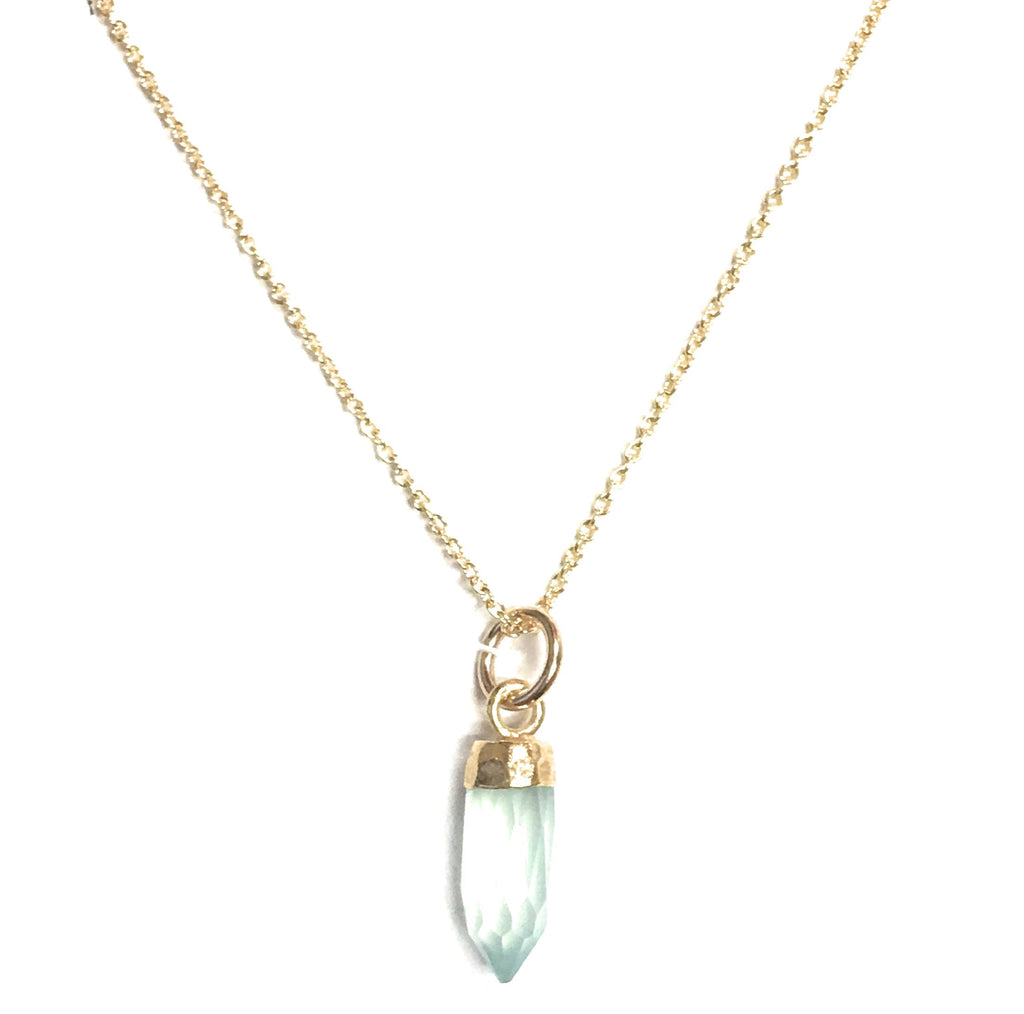 Small Gold Gem Point Necklace, Stone Choice
