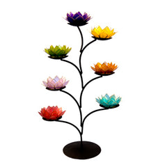 Tree of Life Capiz Lotus Tea Light Stand Set