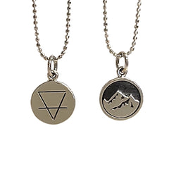 Double Sided Earth Element Necklace in Sterling Silver on Rhodium Plated Sterling Silver Chain 16