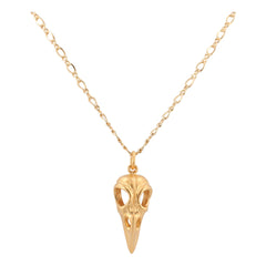 Gold Bird Skull Necklace on 24