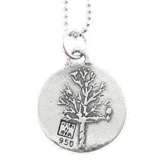 Small Round Reversible Tree of Life Pendant with Words of Inspiration in Sterling Silver on a 16