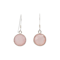 Round Gemstone Dangle Earrings in Sterling Silver, Choose your color