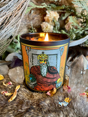 Emperor Tarot Candle, 8.5oz Soy and Coconut Oil, Skin-Safe, Patchouli