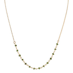 Delicate 2.5mm Chrome Diopside Gemstone Necklace on Gold Filled Chain