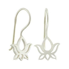 Cut Out Design Lotus Flower Drop Earring in Sterling Silver