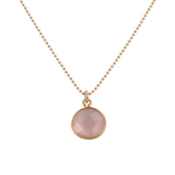 Round Gemstone Drop Necklace in Gold Plated Silver