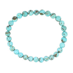 Blue Turquoise Genuine Gemstone 6mm Bead Stretch Bracelet