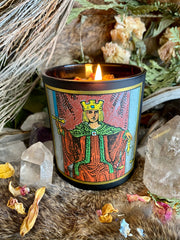 Justice Tarot Candle - 8.5oz, Soy and Coconut Oi Candle, Skin-Safe, Lemongrass