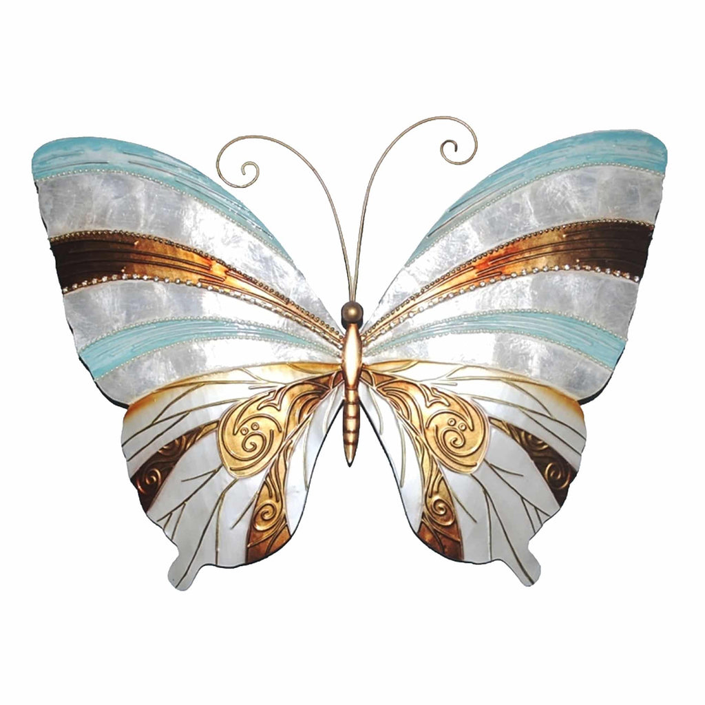 Butterfly Wall Decor Blue Pearl And Copper