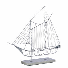 Wire Sailboat Gray Sculpture