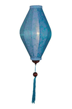Silk and Bamboo Lantern Oval 6', Turquoise