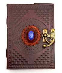 Sacred Eye Leather Embossed Journal with Lapis Stone