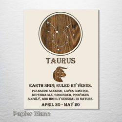 Zodiac Wall Hanging - Taurus, Papier Blanc