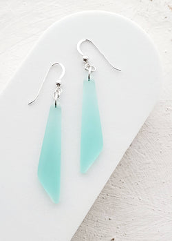 Cultured Sea Glass Paddle Earrings - Autumn Green