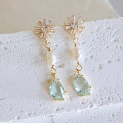 Aquamarine Pearl Earrings