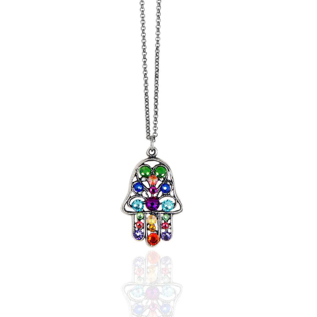 Gamila  Crystal Hamsa Necklace