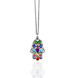 Gamila  Crystal Hamsa Necklace