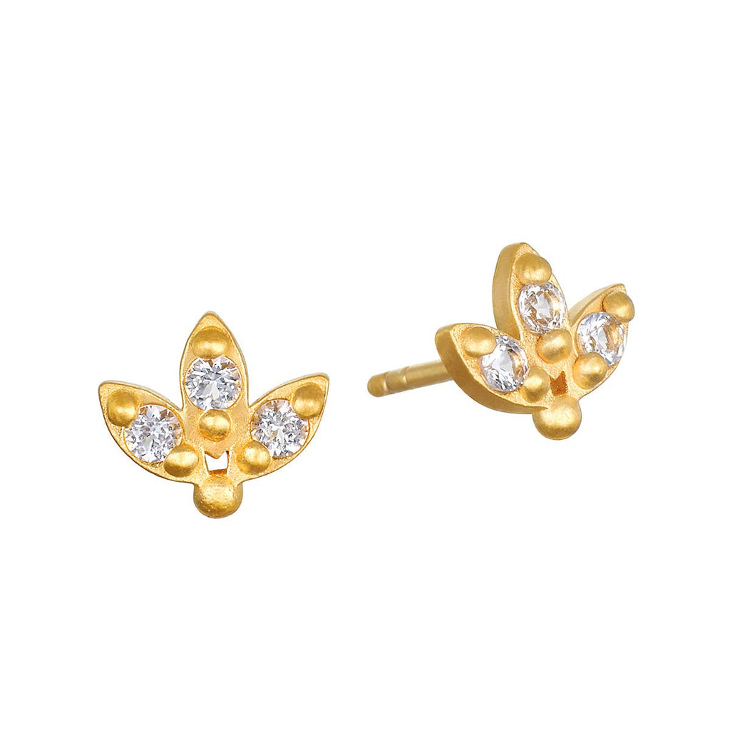 Spring Lotus 2024 - White topaz lotus studs