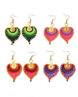 Macrame Leaf Earrings: Maroon