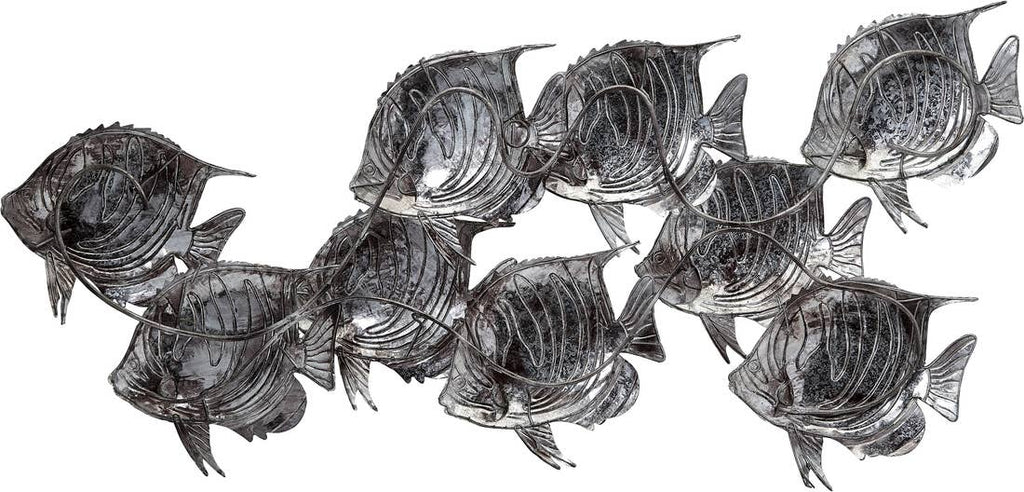 White Elegance Bannerfish School Wall Art 31X15