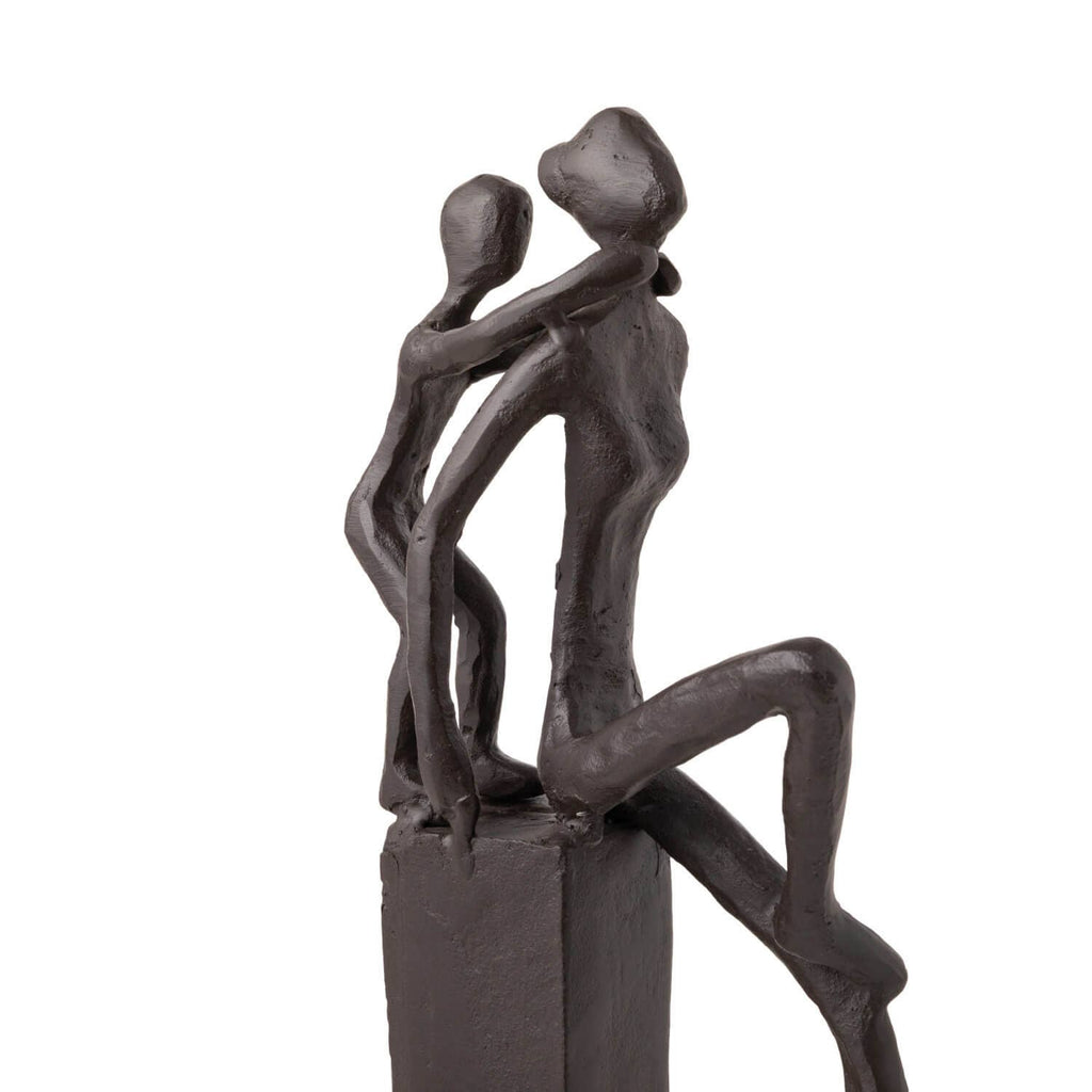 Playfulness Mother and Child Cast Iron Sculpture