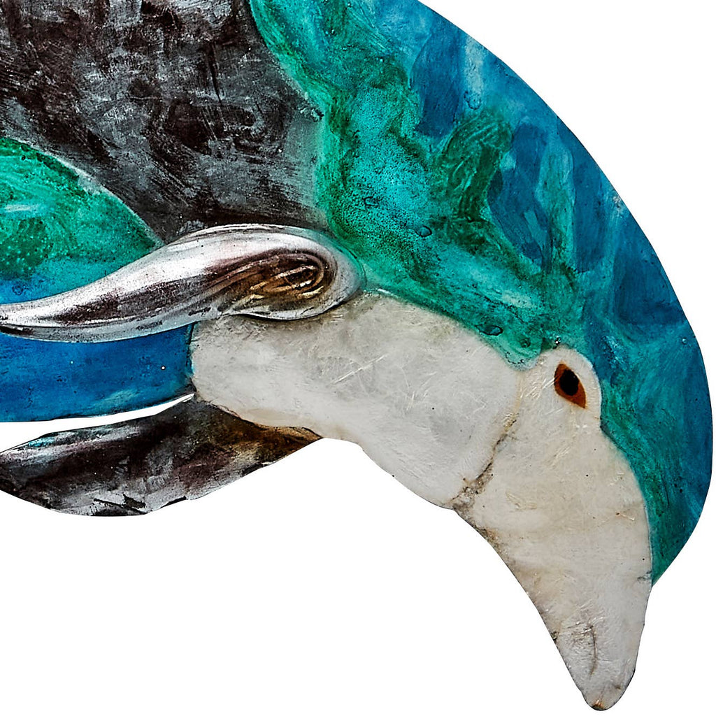 Blue Gem Dolphin Wall Art - Metal & Capiz