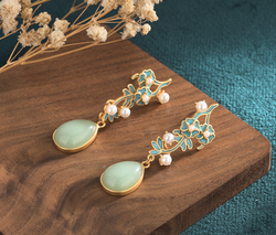 Elegant Pearls on Enamel Flowers Earrings