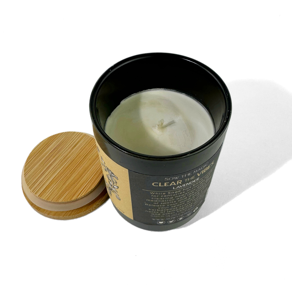 Clear the Vibes Garden Energy Clearing Candle in Lavender