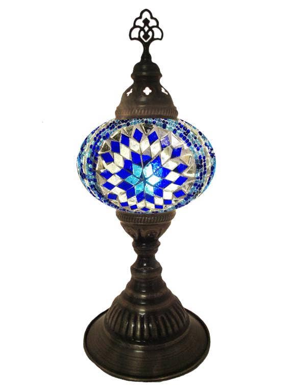 Mosaic Desk Lamp - Blue Star Burst