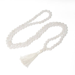 White Jade Knotted 108 Mala - Prayer Beads - 8mm