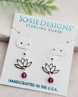 Lotus Blooms Earrings In Fuchsia
