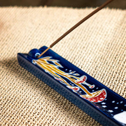 Handpainted Ceramic Incense Holder 9 inch L Toadstool (1/72)