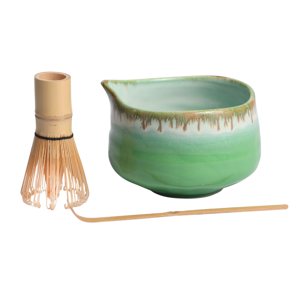 Matcha Set 20oz Porcelain Latte Bowl with Whisk and Scoop Green (1/16)